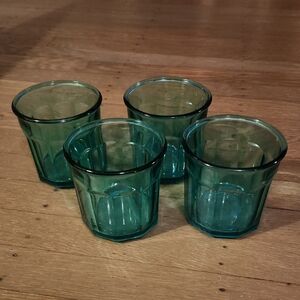 Turquoise Luminare 500 Working Collection Set of 4 Glass Paneled Tumblers 12oz
